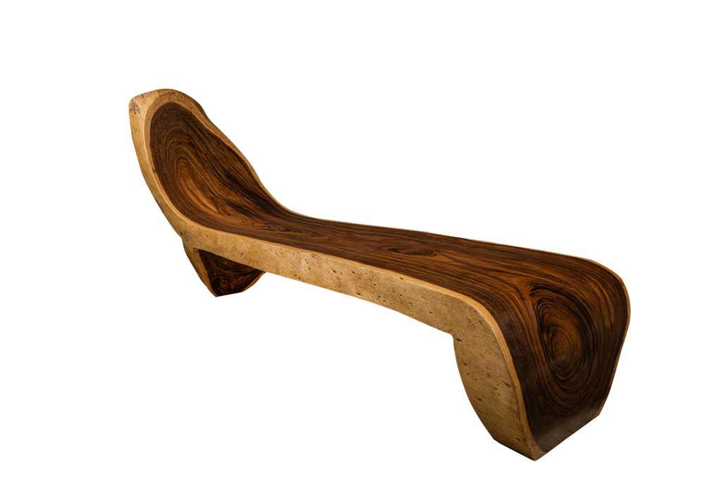Solid, curved wooden desk