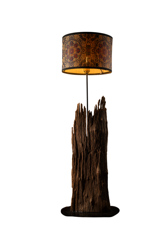 Bamboo Lamp with Driftwood Base